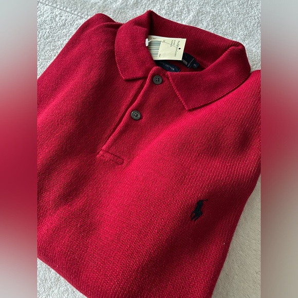 NWT 90s Vintage Mens Polo Ralph Lauren 100% Cotton Sweater, 1/4 Button Up, Sz XL - Picture 3 of 3
